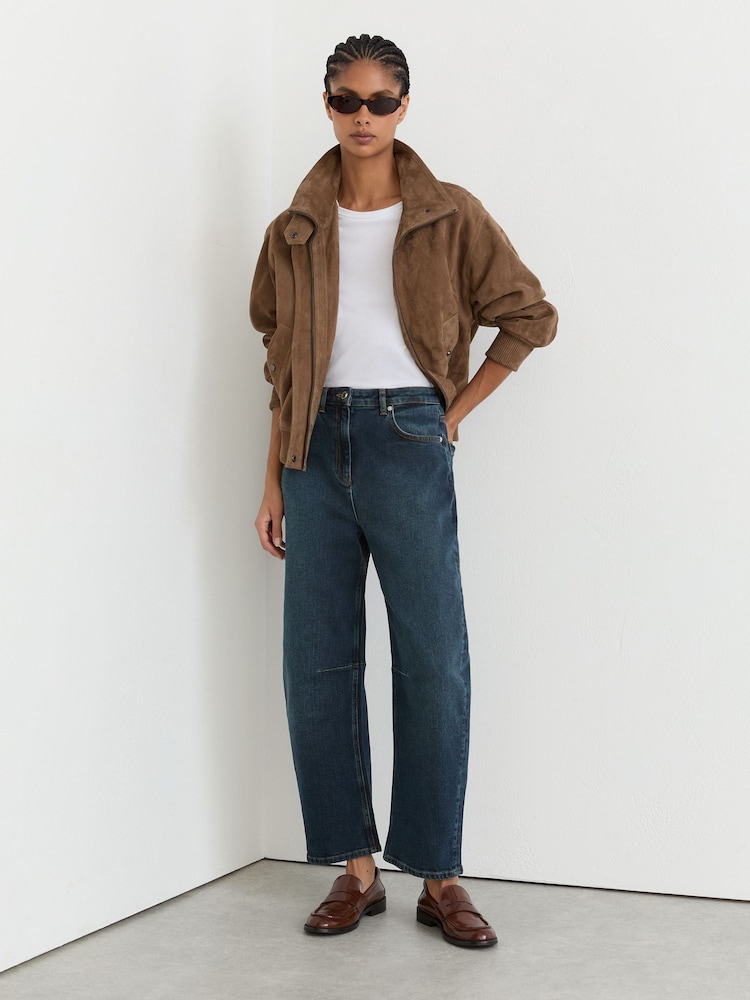 Reiss Antique Mid Blue Levitt Barrel-Leg Jeans - Image 1 of 6 Reiss Antique Mid Blue Levitt Barrel-Leg Jeans - Image 1 of 6