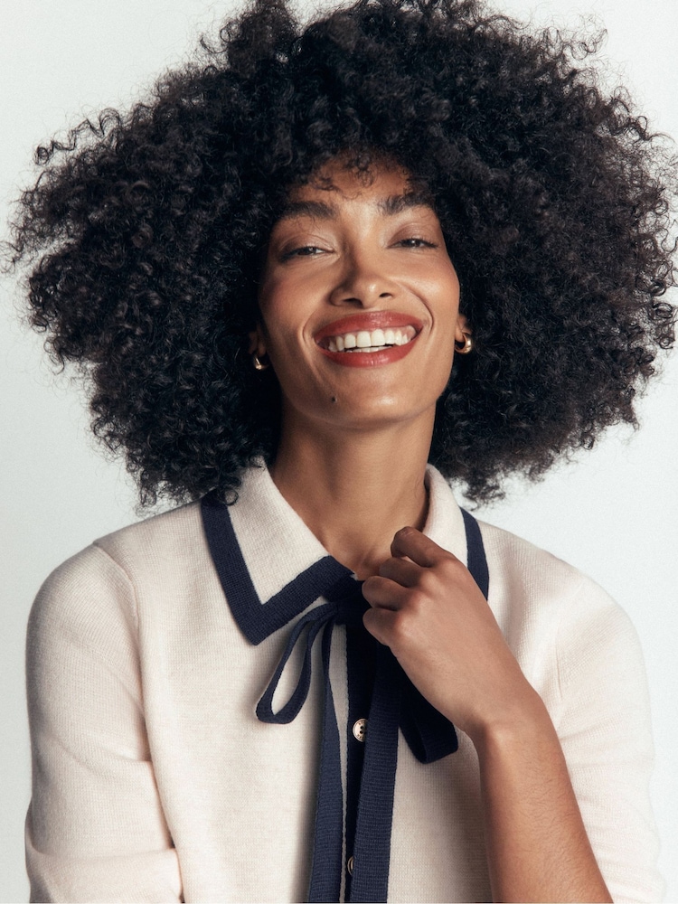 Boden Cream Elizabeth Bow Knitted Jacket - Image 2 of 5 Boden Cream Elizabeth Bow Knitted Jacket - Image 2 of 5