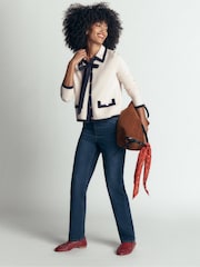 Boden Cream Elizabeth Bow Knitted Jacket - Image 4 of 5