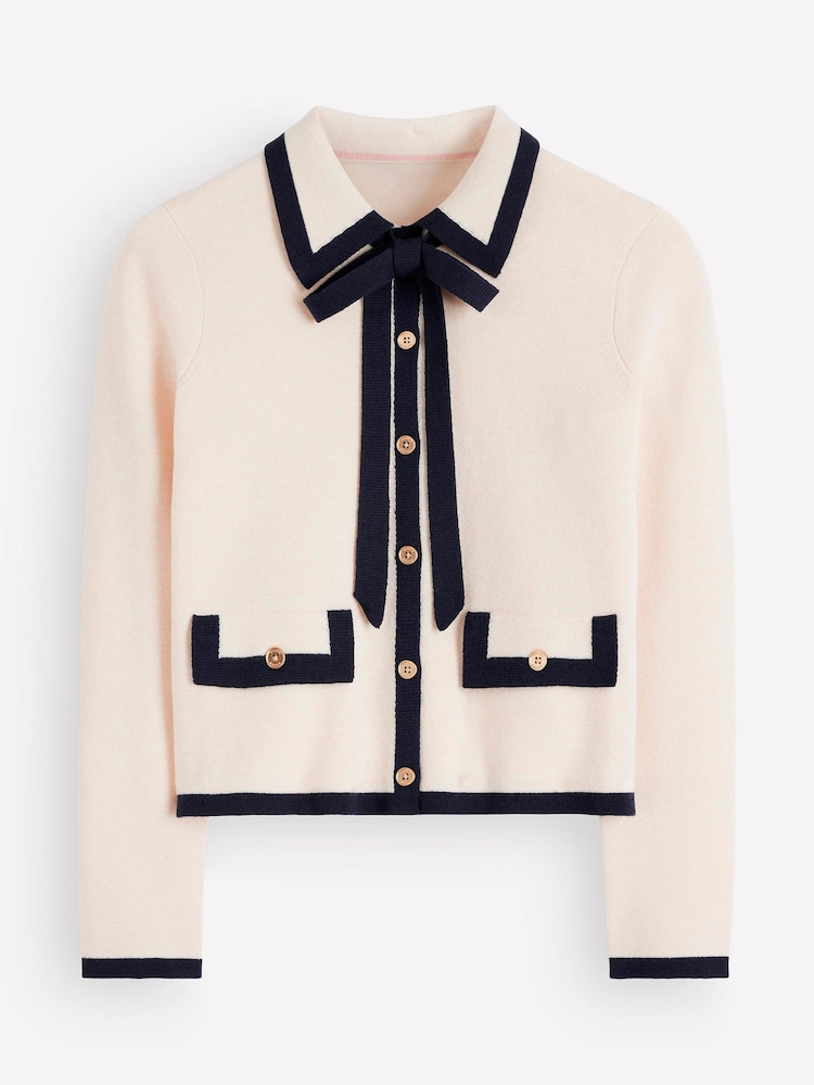 Boden Cream Elizabeth Bow Knitted Jacket - Image 5 of 5 Boden Cream Elizabeth Bow Knitted Jacket - Image 5 of 5