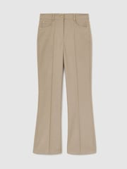 Reiss Neutral Sofia Flared Twill Seam-Detail Trousers - Image 2 of 6