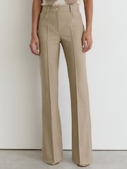 Reiss Neutral Sofia Flared Twill Seam-Detail Trousers - Image 3 of 6
