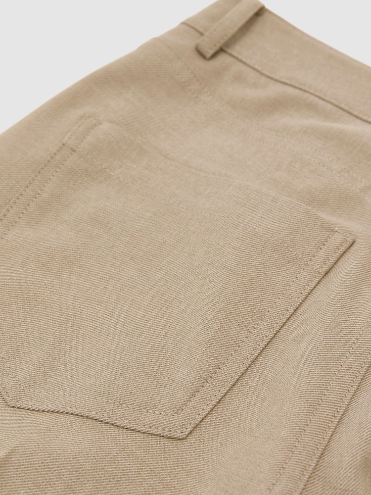 Reiss Neutral Sofia Flared Twill Seam-Detail Trousers - Image 6 of 6