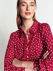Boden Red Lena Lace Frill Collar Blouse - Image 1 of 6