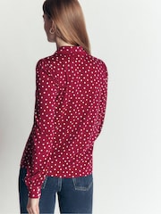 Boden Red Lena Lace Frill Collar Blouse - Image 3 of 6