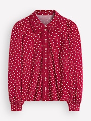 Boden Red Lena Lace Frill Collar Blouse - Image 6 of 6