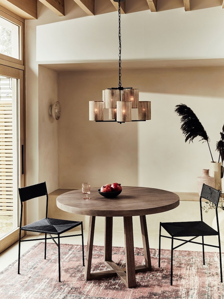 French Connection Dark Mango Wood Laredo 4 Seater Round Dining Table - Image 1 of 5