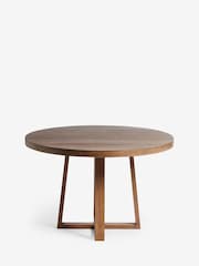 French Connection Dark Mango Wood Laredo 4 Seater Round Dining Table - Image 2 of 5