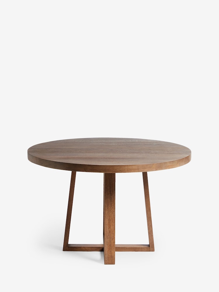 French Connection Dark Mango Wood Laredo 4 Seater Round Dining Table - Image 2 of 5