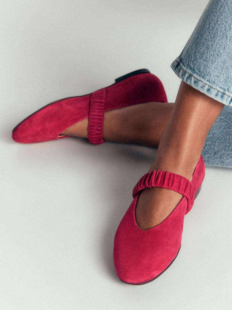 Boden Red Camilla Ruched Ballet Flats - Image 1 of 5 Boden Red Camilla Ruched Ballet Flats - Image 1 of 5