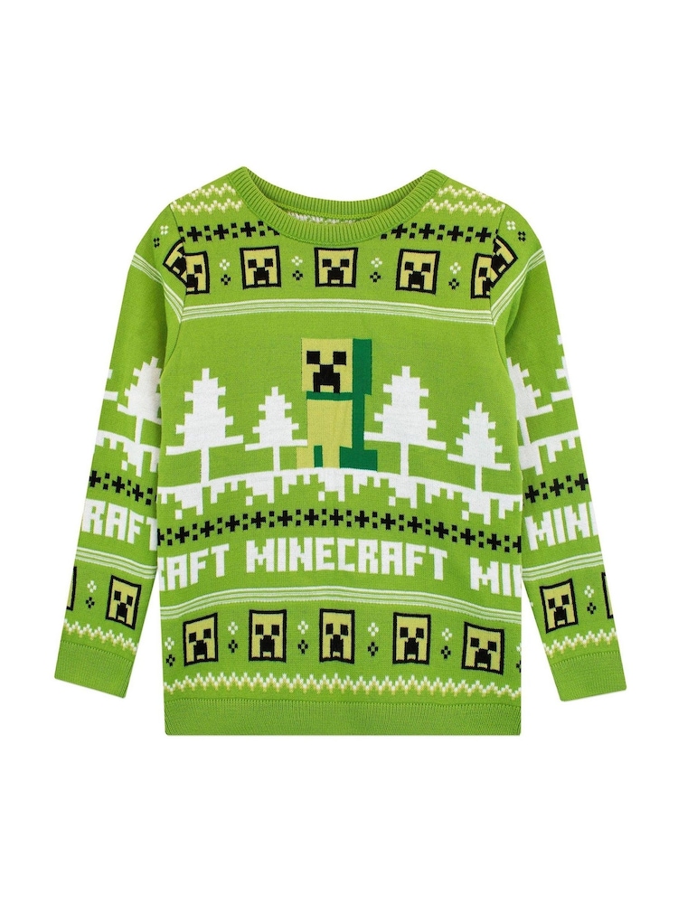 Character Green Minecraft Christmas Jumper - Image 1 of 2