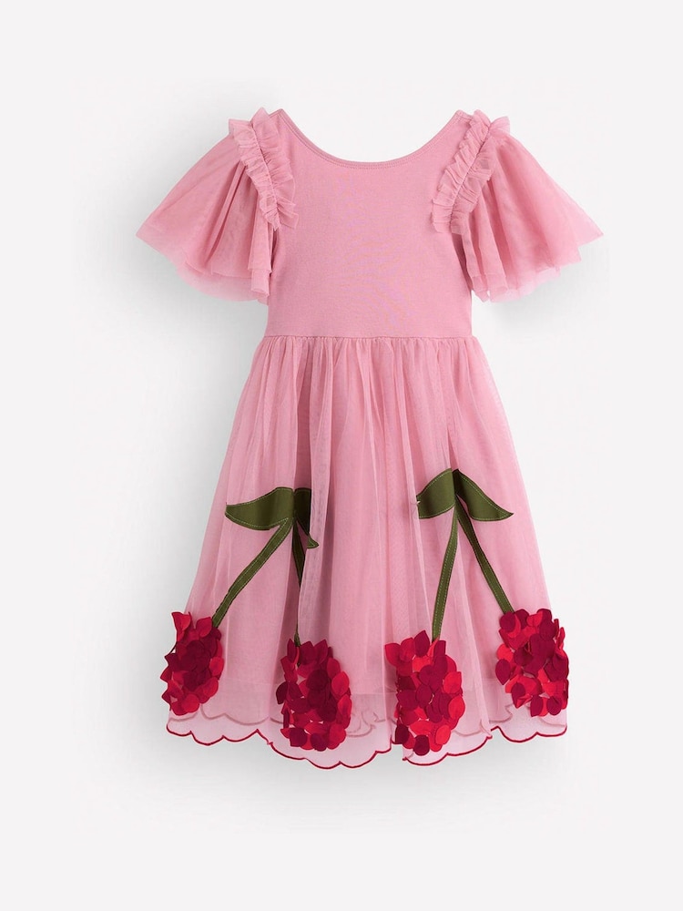 Boden Pink Short Sleeve Logo Tulle Dress - Image 1 of 3 Boden Pink Short Sleeve Logo Tulle Dress - Image 1 of 3