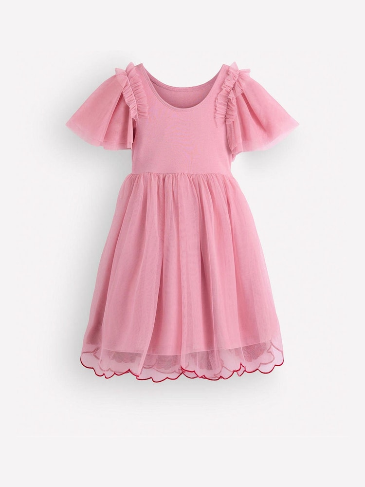 Boden Pink Short Sleeve Logo Tulle Dress - Image 2 of 3 Boden Pink Short Sleeve Logo Tulle Dress - Image 2 of 3