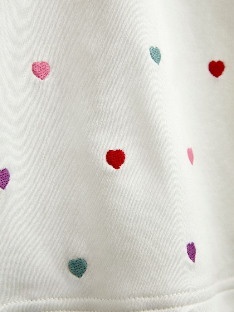 JoJo Maman Bébé Cream Heart Embroidered Oversized Collar Top - Image 4 of 4 JoJo Maman Bébé Cream Heart Embroidered Oversized Collar Top - Image 4 of 4