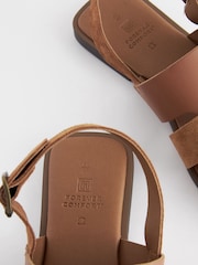 Tan Brown Extra Wide Fit Forever Comfort® Leather Slingback Sandals - Image 5 of 5