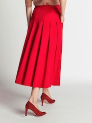 Boden Red Aya cotton sateen Midi Skirt - Image 3 of 5