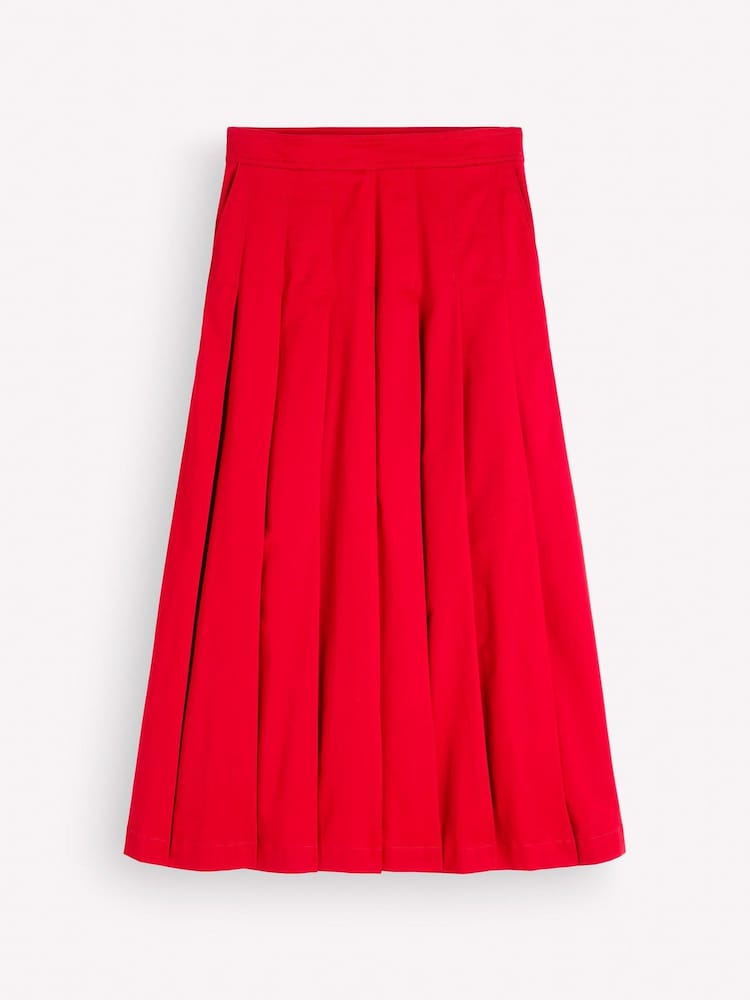 Boden Red Aya cotton sateen Midi Skirt - Image 5 of 5 Boden Red Aya cotton sateen Midi Skirt - Image 5 of 5