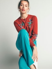 Boden Brown Ria Embellished Knit Cardigan - Image 4 of 6