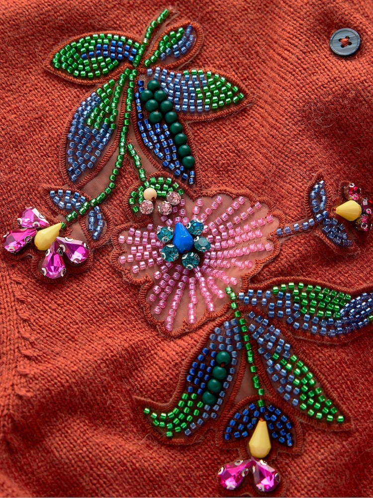 Boden Brown Ria Embellished Knit Cardigan - Image 6 of 6 Boden Brown Ria Embellished Knit Cardigan - Image 6 of 6