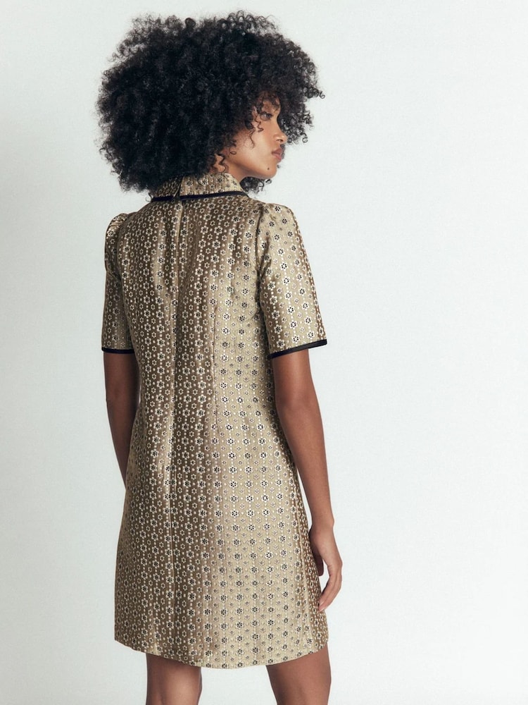 Boden Gold Bow Detail Pocket Shift Dress - Image 2 of 6