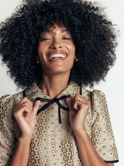 Boden Gold Bow Detail Pocket Shift Dress - Image 3 of 6