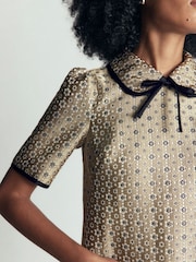 Boden Gold Bow Detail Pocket Shift Dress - Image 4 of 6