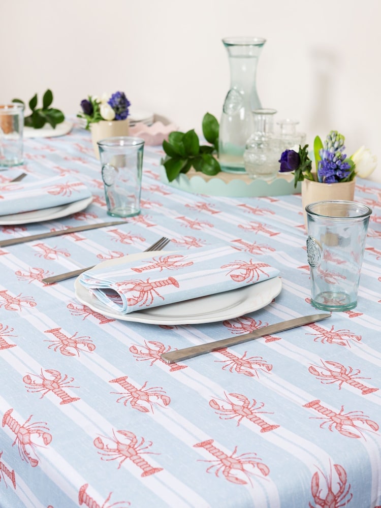 Avalon Home Blue Striped Lobster Tablecloth - Image 2 of 5 Avalon Home Blue Striped Lobster Tablecloth - Image 2 of 5