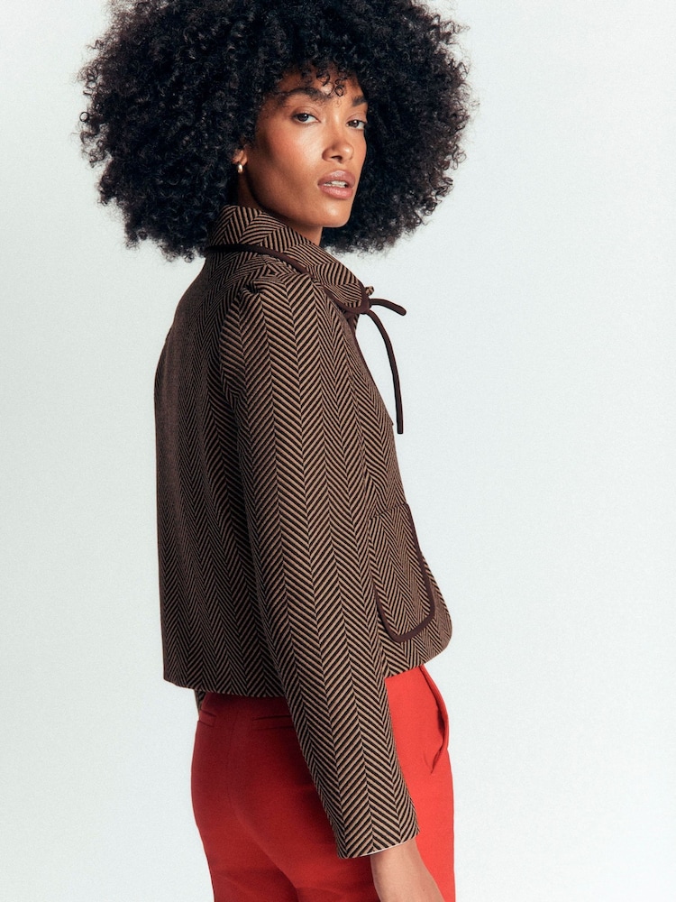 Boden Brown Branscombe Wool Bow Jacket - Image 2 of 5 Boden Brown Branscombe Wool Bow Jacket - Image 2 of 5