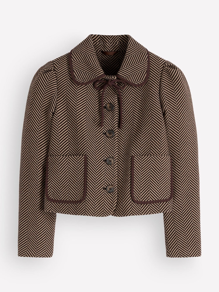 Boden Brown Branscombe Wool Bow Jacket - Image 5 of 5 Boden Brown Branscombe Wool Bow Jacket - Image 5 of 5