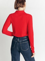 Boden Red Bow Neck Knitted Jumper - Image 3 of 7