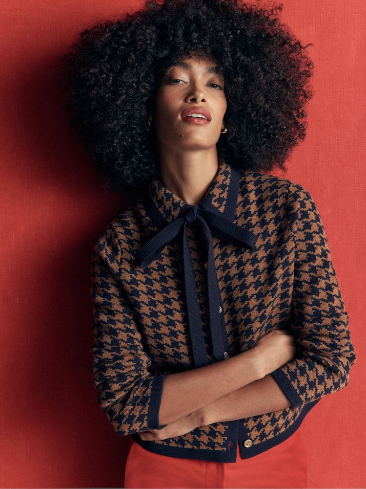 Boden Blue Elizabeth Bow Knitted Jacket - Image 1 of 6 Boden Blue Elizabeth Bow Knitted Jacket - Image 1 of 6