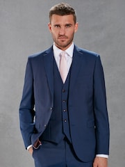 Bright Blue Signature Tollegno Wool Regular Fit Suit Waistcoat - Image 3 of 10