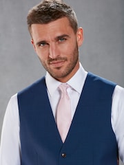Bright Blue Signature Tollegno Wool Regular Fit Suit Waistcoat - Image 4 of 10