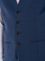 Bright Blue Signature Tollegno Wool Regular Fit Suit Waistcoat - Image 6 of 10
