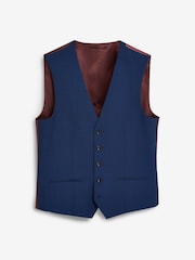 Bright Blue Signature Tollegno Wool Regular Fit Suit Waistcoat - Image 8 of 10