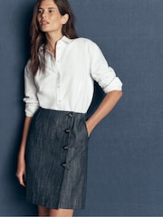 Boden Blue Evelyn Twill Button Wrap Skirt - Image 4 of 5