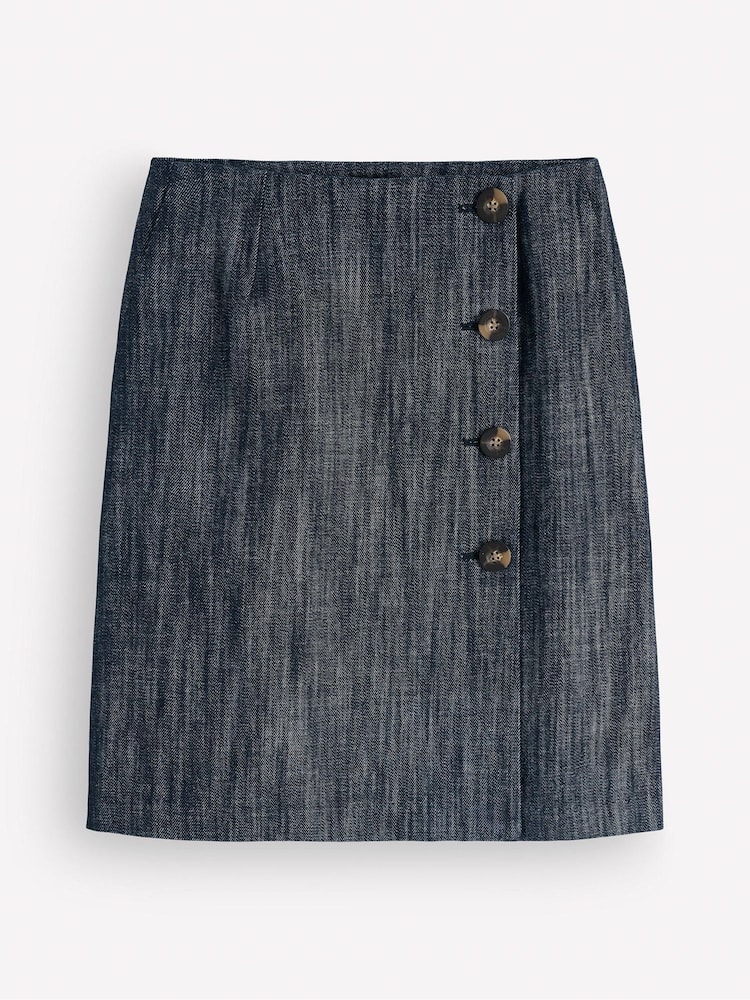 Boden Blue Evelyn Twill Button Wrap Skirt - Image 5 of 5 Boden Blue Evelyn Twill Button Wrap Skirt - Image 5 of 5