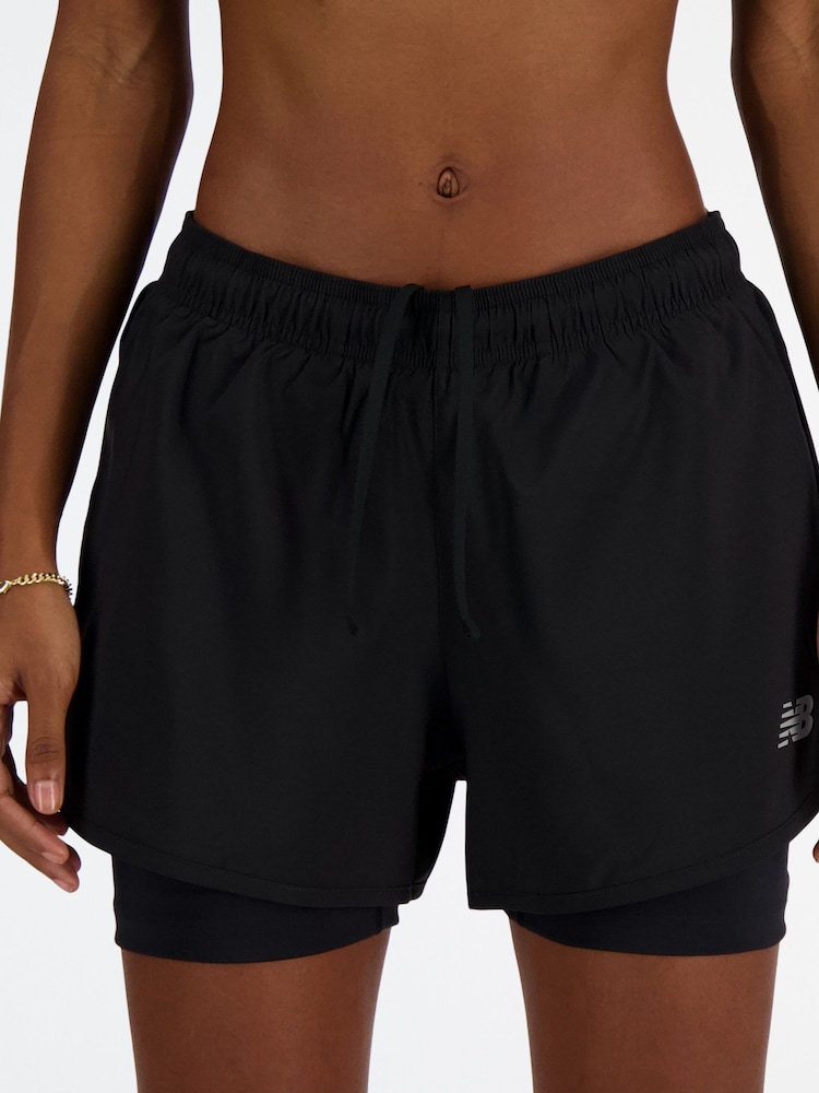 New Balance Black Womens Sport Essentials 2-in-1 3" Shorts - Image 1 of 5 New Balance Black Womens Sport Essentials 2-in-1 3" Shorts - Image 1 of 5