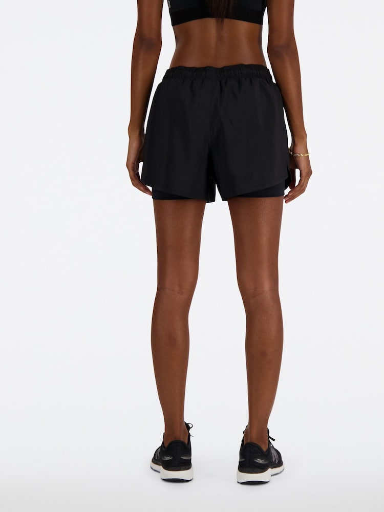 New Balance Black Womens Sport Essentials 2-in-1 3" Shorts - Image 2 of 5 New Balance Black Womens Sport Essentials 2-in-1 3" Shorts - Image 2 of 5