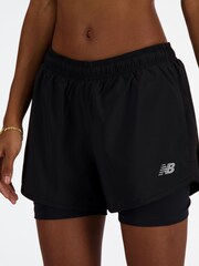 New Balance Black Womens Sport Essentials 2-in-1 3" Shorts - Image 5 of 5