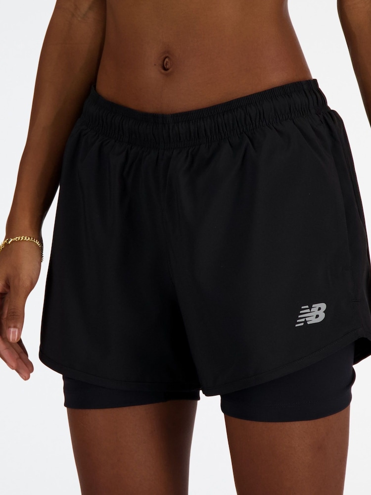 New Balance Black Womens Sport Essentials 2-in-1 3" Shorts - Image 5 of 5 New Balance Black Womens Sport Essentials 2-in-1 3" Shorts - Image 5 of 5