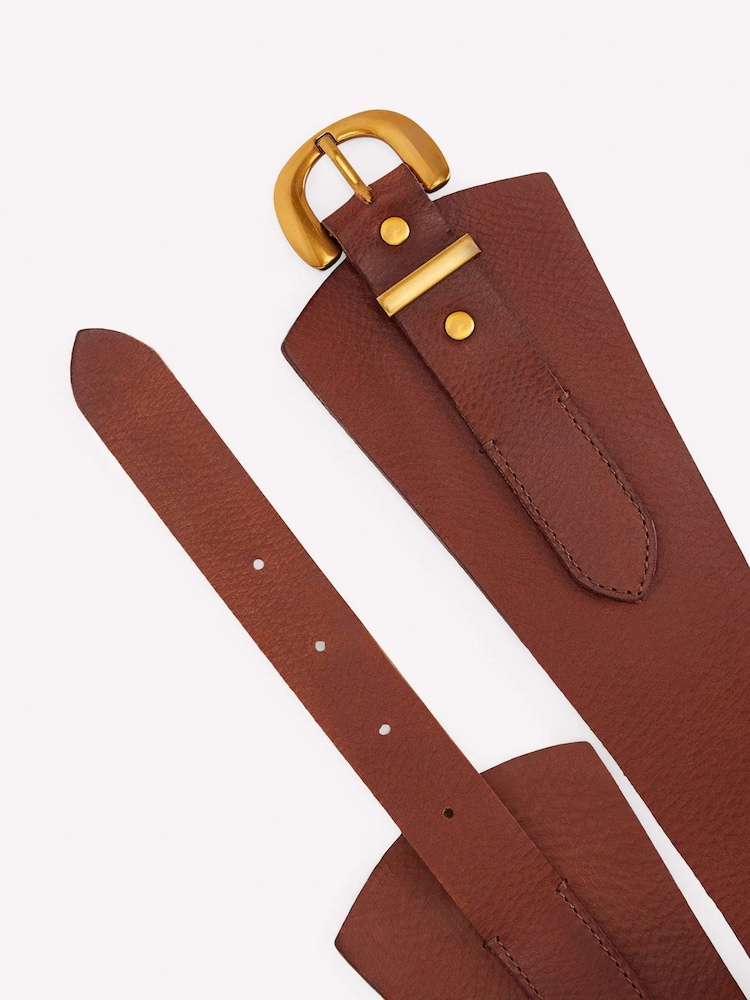 Boden Brown Leather Wide Waist Belt - Image 2 of 3 Boden Brown Leather Wide Waist Belt - Image 2 of 3