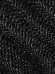 Black/Gold Crochet Mesh Sparkle Sheer Long Sleeve Top - Image 2 of 7