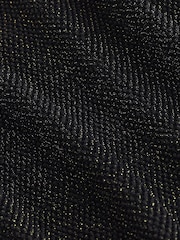 Black/Gold Crochet Mesh Sparkle Sheer Long Sleeve Top - Image 7 of 7