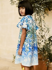 Blue/White Floral Print Ocassion Dress (1.5-16yrs) - Image 5 of 8