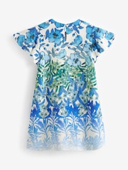 Blue/White Floral Print Ocassion Dress (1.5-16yrs) - Image 7 of 8