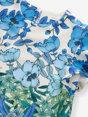 Blue/White Floral Print Ocassion Dress (1.5-16yrs) - Image 8 of 8