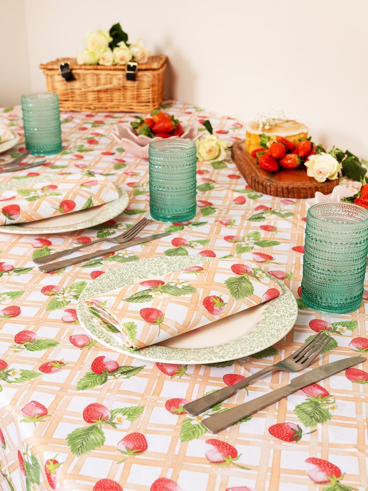 Avalon Home Red Strawberry Picnic Tablecloth - Image 1 of 6 Avalon Home Red Strawberry Picnic Tablecloth - Image 1 of 6