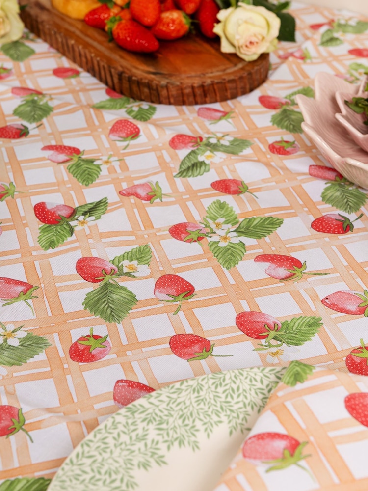 Avalon Home Red Strawberry Picnic Tablecloth - Image 2 of 6 Avalon Home Red Strawberry Picnic Tablecloth - Image 2 of 6