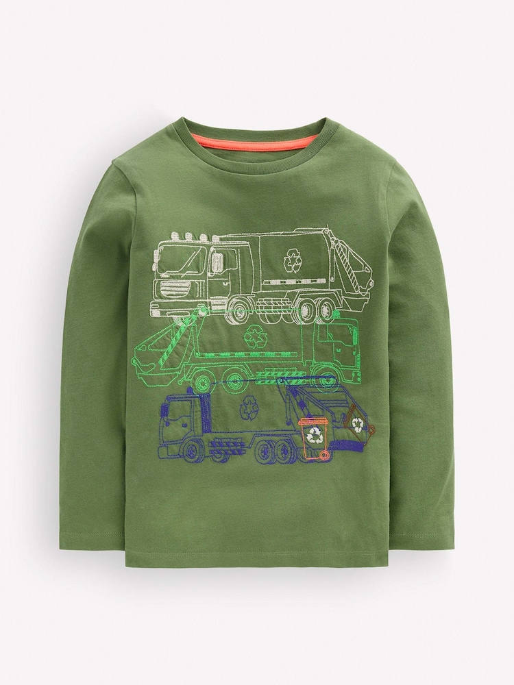 Boden Green Linear Stitch T-Shirt - Image 2 of 4 Boden Green Linear Stitch T-Shirt - Image 2 of 4
